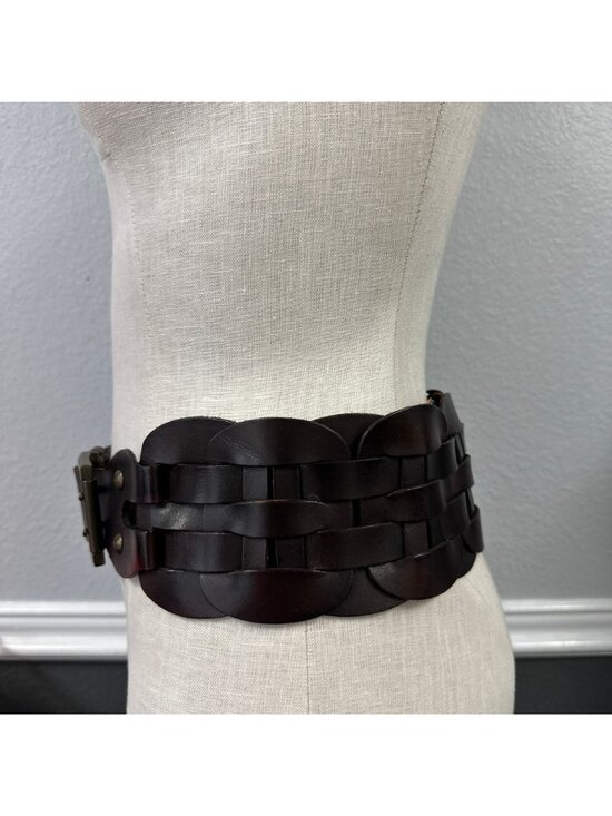 Lorena Antoniazzi Brown Leather Belt Women Medium Woven Statement Waist Italy